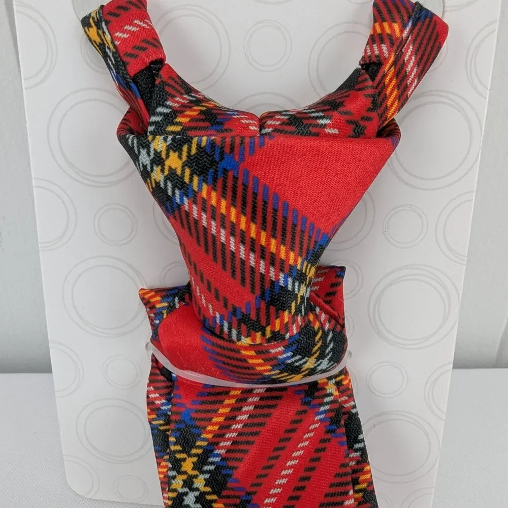 Wonder Nation 2 Piece Set Red Plaid Zip Tie & Pocket Square Kids Ages 3+ New